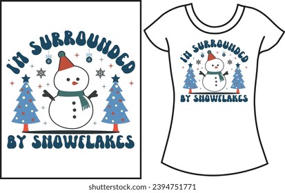 Christmas winter snow Typography t shirt. Christmas gift t shirt for family.