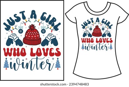 Christmas Winter snow vector graphics T-shirt design,