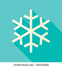 Christmas Winter Snowflake Icon. Flat Design Vector Illustration with Long Shadow. Merry Christmas and Happy New Year Symbol.