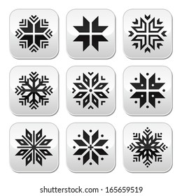 Christmas, winter snowflakes vector buttons set