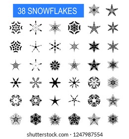Christmas, winter snowflakes. Vector set. Winter decorative elements 