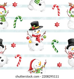 Christmas Winter Snowman seamless pattern 