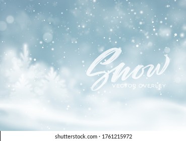 Christmas winter snowy landscape background. Winter snow dust background. Vector illustration EPS10