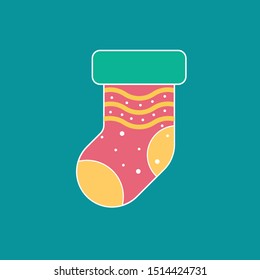 Christmas winter socks icon. Flat illustration of Christmas winter socks vector icon for web design