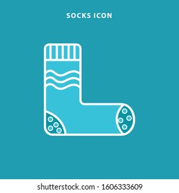 Christmas winter socks icon. Flat illustration 