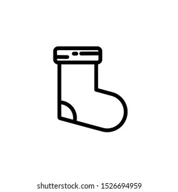 Christmas winter socks line icon, outline vector sign, linear style pictogram isolated on white. Symbol, logo illustration. Editable stroke