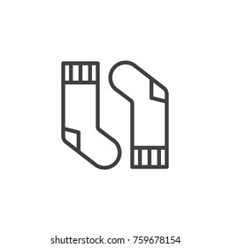 Christmas winter socks line icon, outline vector sign, linear style pictogram isolated on white. Symbol, logo illustration. Editable stroke