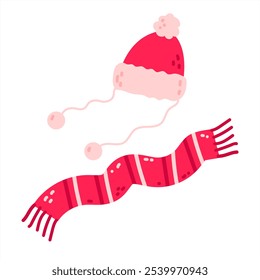 Christmas winter stickers collection with seasonal design, cute animals and elements for scrapbook