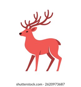 Christmas and Winter Themed Red Reindeer Vector Art Design