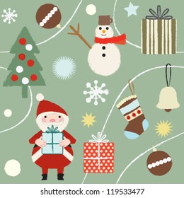 Christmas and winter themed retro seamless pattern 1