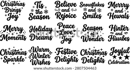 Christmas Winter Typography Quote Bundle with Festive Holiday Lettering Collection