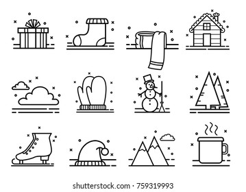 Christmas, winter vector icon set.