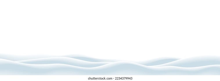 Christmas winter vector illustration of empty snowbanks field. Snow landscape, frozen hills, and snowdrifts decoration isolated on a transparent background