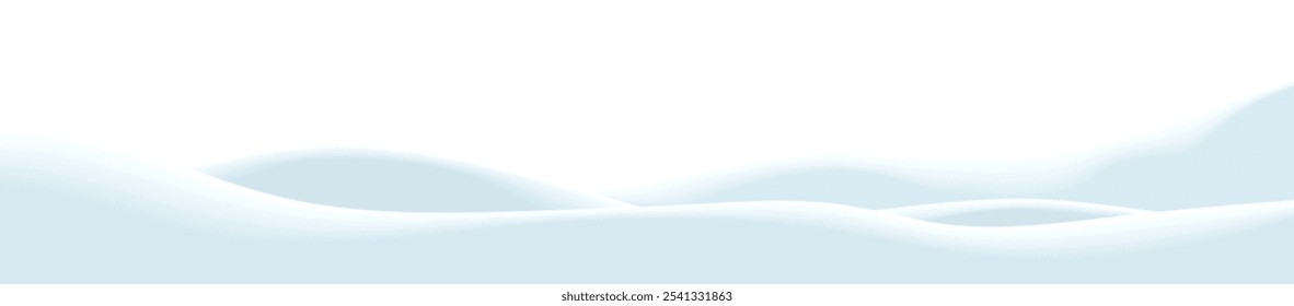Natal inverno ilustração vetor de campo de bancos de neve vazio. Paisagem de neve, colinas congeladas e decoração de neve isolada em um fundo transparente