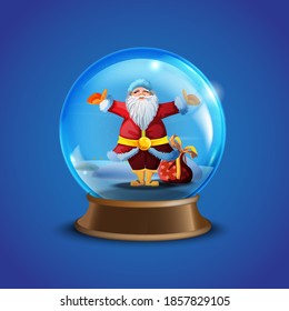 Weihnachten Winter-Vektorschnee-Kugel-Sammlung mit dekorierten Weihnachtsmann. Weihnachtsgläsersatz mit kleinem Charakter und Weihnachtsmann. Weihnachtsschneebälle Souvenirgrafik