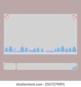 Christmas winter village landscape frame subtitle bar illustration