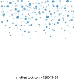Christmas winter white background with Christmas falling snowflakes. Blue elegant snowfall Christmas background. Happy New Year card design for holiday, winter Xmas decoration Vector illustration