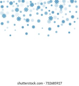 Christmas winter white background with Christmas falling snowflakes. Blue elegant snowfall Christmas background. Happy New Year card design for holiday, winter Xmas decoration Vector illustration