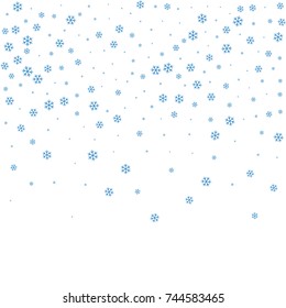 Christmas winter white background with Christmas falling snowflakes. Blue elegant snowfall Christmas background. Happy New Year card design for holiday, winter Xmas decoration Vector illustration