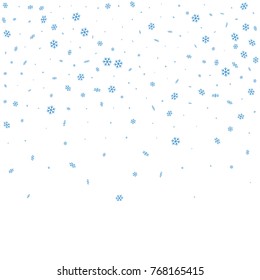 Christmas winter white background with Christmas falling snowflakes. Blue elegant snowfall Christmas background. Happy New Year card design for holiday, winter Xmas decoration Vector illustration