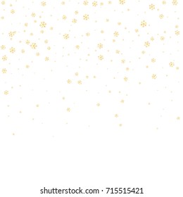 Christmas winter white background with Christmas golden falling snowflakes. Gold shine elegant snowfall Christmas background. Happy New Year card design for holiday Vector illustration