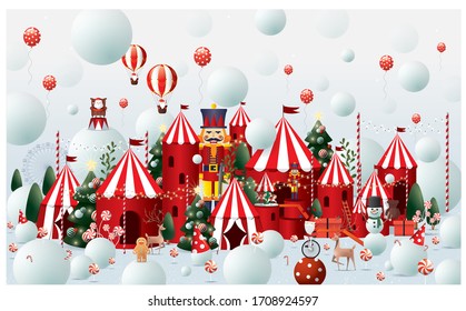 christmas winter wonderland greetings design template vector/illustration 