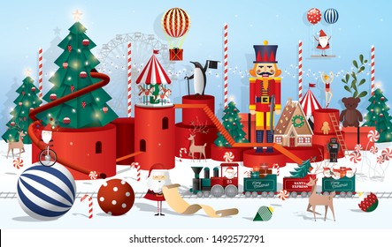 christmas winter wonderland greetings template vector/illustration