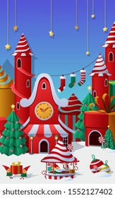 Christmas winter wonderland greetings template. vector illustration