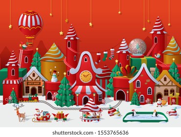 Christmas winter wonderland greetings template. vector illustration