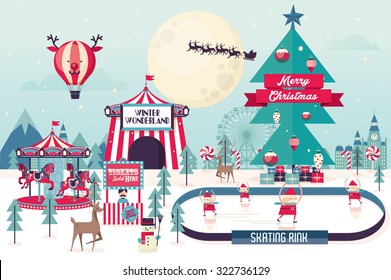 christmas winter wonderland template vector/illustration