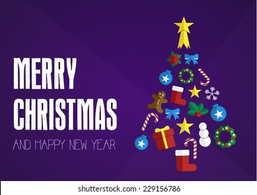 Christmas wish card flat design vector illustration