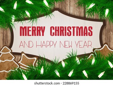 Christmas wish card vector illustration with gingerbread