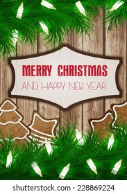 Christmas wish card vector illustration with gingerbread