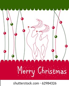 Christmas Wish Card Vector with Reindeer