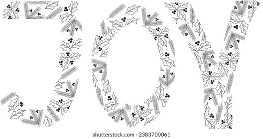 Christmas wish "JOY". Leinart. High quality vector illustration.