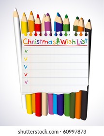 Christmas wish list over crayons