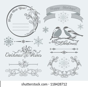 Christmas Wishes Calligraphic Set. File layered with global colors. Free for commercial use Font "Carrington" was used. Font source: http://www.fontsquirrel.com/fonts/Carrington