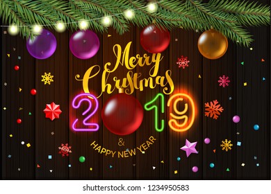 Christmas wishes card vector template. Top view composition 