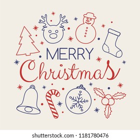 Christmas wishes with decoration. Vector.