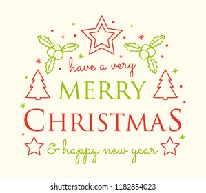 Christmas wishes with decoration. Vector.