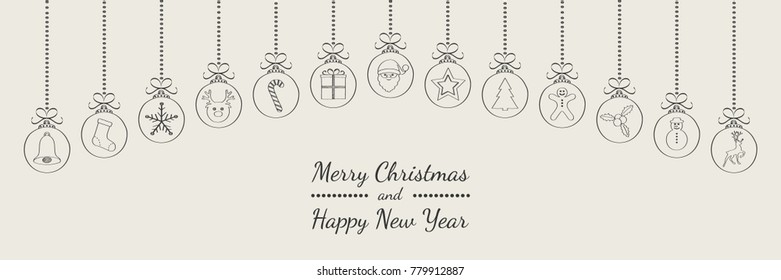Christmas wishes with decorations. Vector.