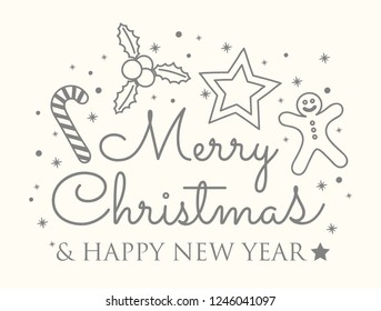 Christmas wishes with festive decorations. Vector.