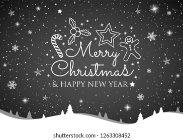 Christmas wishes with glittering snowflakes. Vector.