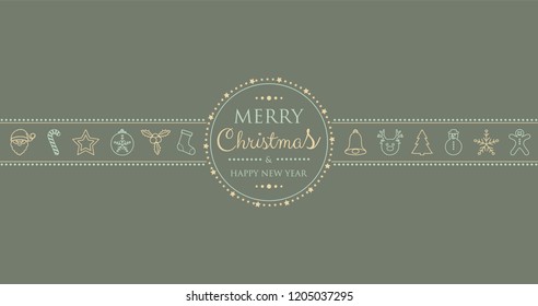 Christmas wishes with hand drawn decoration in retro style. Vector.