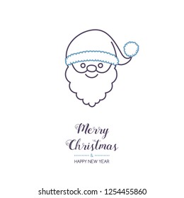 Christmas wishes - hand drawn greeting card with Santa Claus. Vector.