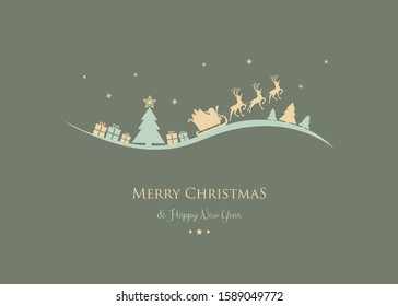 Christmas wishes - hand drawn greeting card with Santa Claus. Vector.