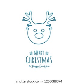 Christmas wishes with hand drawn reindeer. Vector.