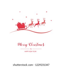 Christmas wishes with hand drawn Santa Claus and reindeers. Vector.