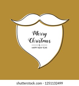 Christmas wishes with hand drawn Santa Claus beard. Vector.