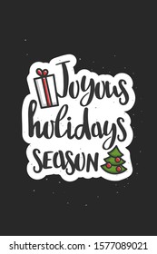 Christmas wishes lettering in doodle style. Vector festive Christmas illustration. Christmas wish text lettering. Greeting card, banner, poster. Vector isolated illustration.